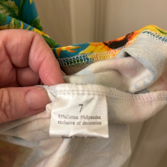 Sunflower Print Kids Dress - Yellow and Blue - Picture 3 of 4